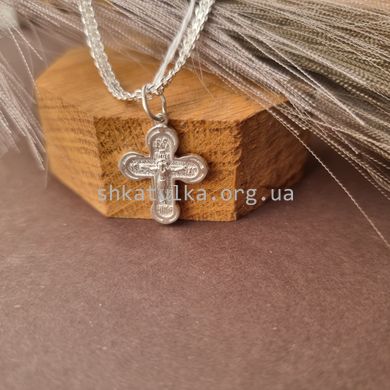 Комплект серебряный крестик и цепочка плетения Двойной якорь