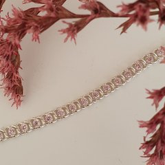 Цепочка серебряная с розовыми камнями