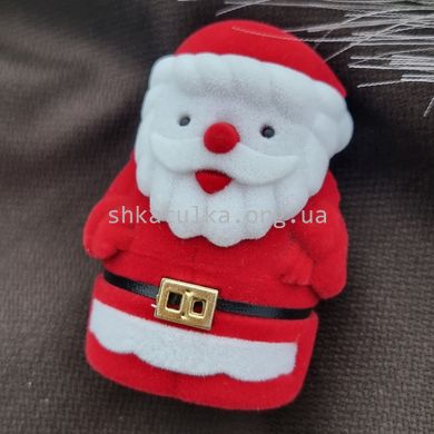 Коробочка для украшений Дед Мороз тематическая для кольца или сережек красный бархат