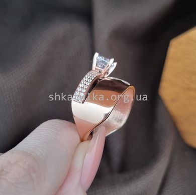 Кольцо серебряное с позолотой двойное Бабочка с фианитами разного размера