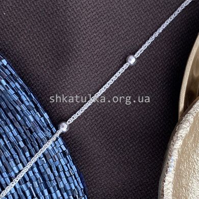 Ланцюжок срібний плетіння Колосок тонкий із маленькими срібними намистинами по всій довжині