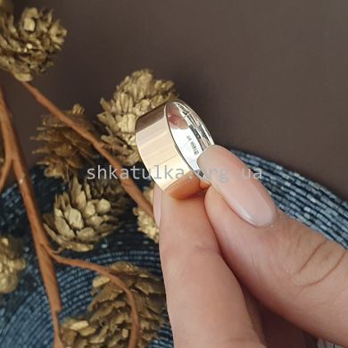 Обручальные кольца серебряные с золотой вставкой широкие пара