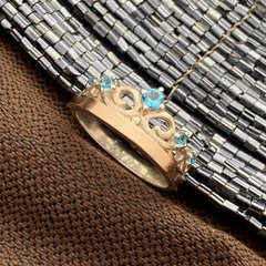 Кольцо серебряное с золотыми вставками Корона и яркими разноцветными фианитами