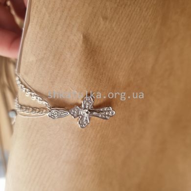 Комплект серебряный крестик и цепочка плетения Лав