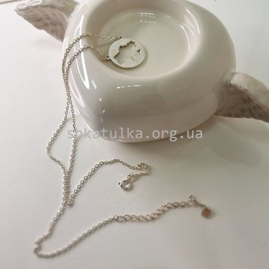 Колье серебряное Украина в круге на тонкой цепочке без камней