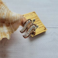 Сережки серебряные с золотой вставкой и маленькими фианитами