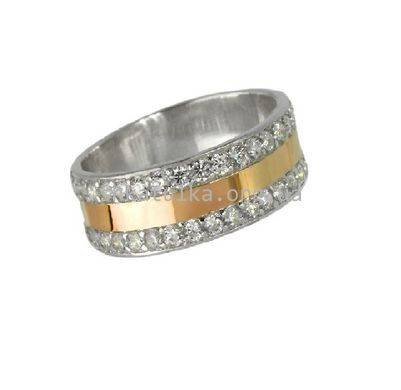 Кольцо серебряное с золотой накладкой Мила