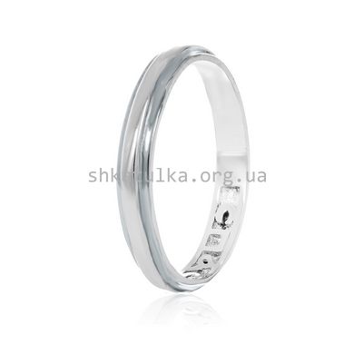 Обручальное кольцо серебрянное тонкое с узором на профиле