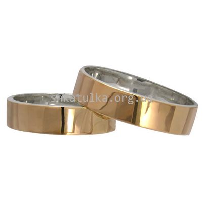 Серебряное обручальное кольцо с золотыми вставками пара