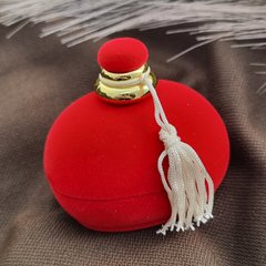 Коробочка для прикрас каблучок чи сережок у формі пляшечки парфумів червоний оксамит