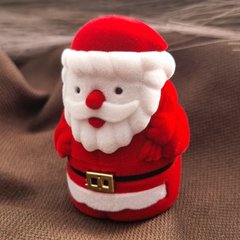Коробочка для украшений Дед Мороз тематическая для кольца или сережек красный бархат