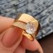 Кольцо серебряное с позолотой двойное с фианитами разного размера