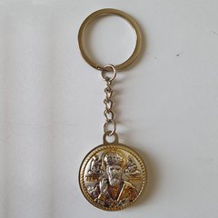Брелок икона серебряная Николай Чудотворец с позолотой круглый