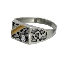 Перстень чоловічій срібний із золотими вставками Горець