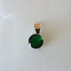 Подвес серебряный с золотыми вставками и темно-зеленым фианитом