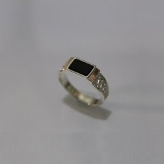 Перстень мужской серебряный с золотыми вставками