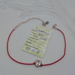 Серебряный браслет с позолотой Красная нить с подвеской Сердечко маленькое