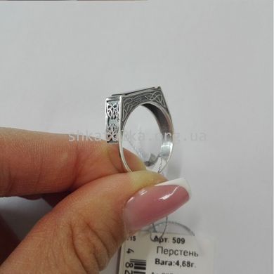 Перстень чоловічий срібний із золотими вставками та оніксом