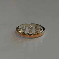 Кольцо серебряное с золотыми вставками и фианитами