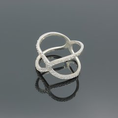 Кольцо серебряное Нежность с белыми камнями по форме изделия