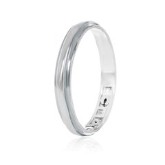 Обручальное кольцо серебрянное тонкое с узором на профиле