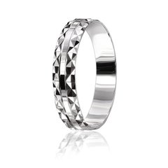 Обручальное кольцо серебрянное с узором на профиле