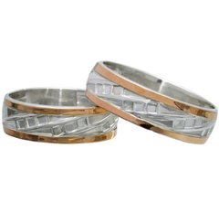 Серебряные обручальные кольца с золотыми вставками пара Небеса