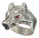 Перстень чоловічий срібний Вовк з фіанітами