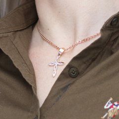 Серебряный крест с золотыми вставками и белыми фианитами ажурный